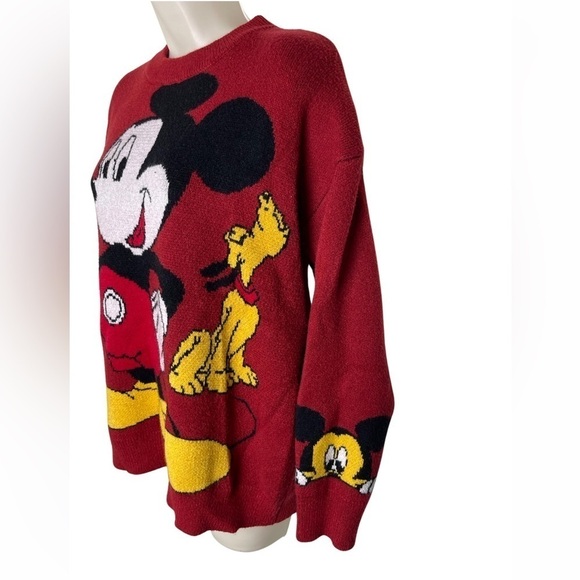 Disney Mickey Mouse Crew Pullover Sweater Size SM Pluto Long Sleeve Unisex - Picture 5 of 6